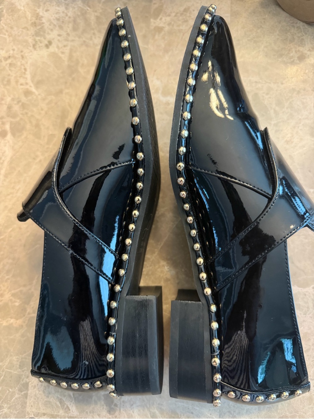 Adrianna Papell Black Patent Studded Loafers